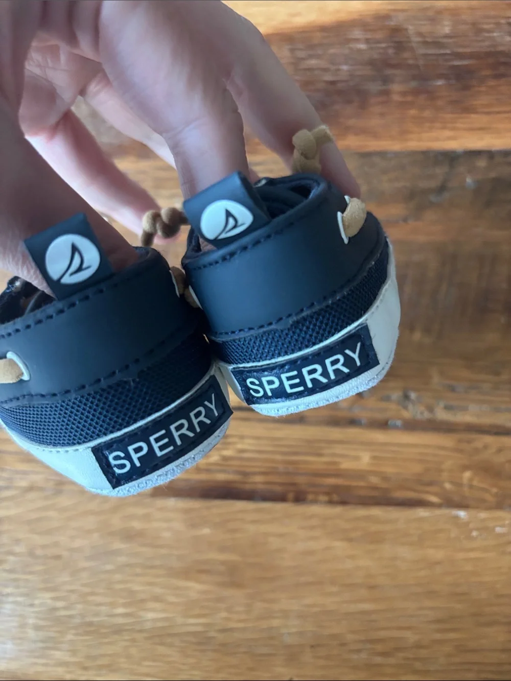 Sperry Baby Navy Boat Shoes with Tan Laces - Sperry size 2
